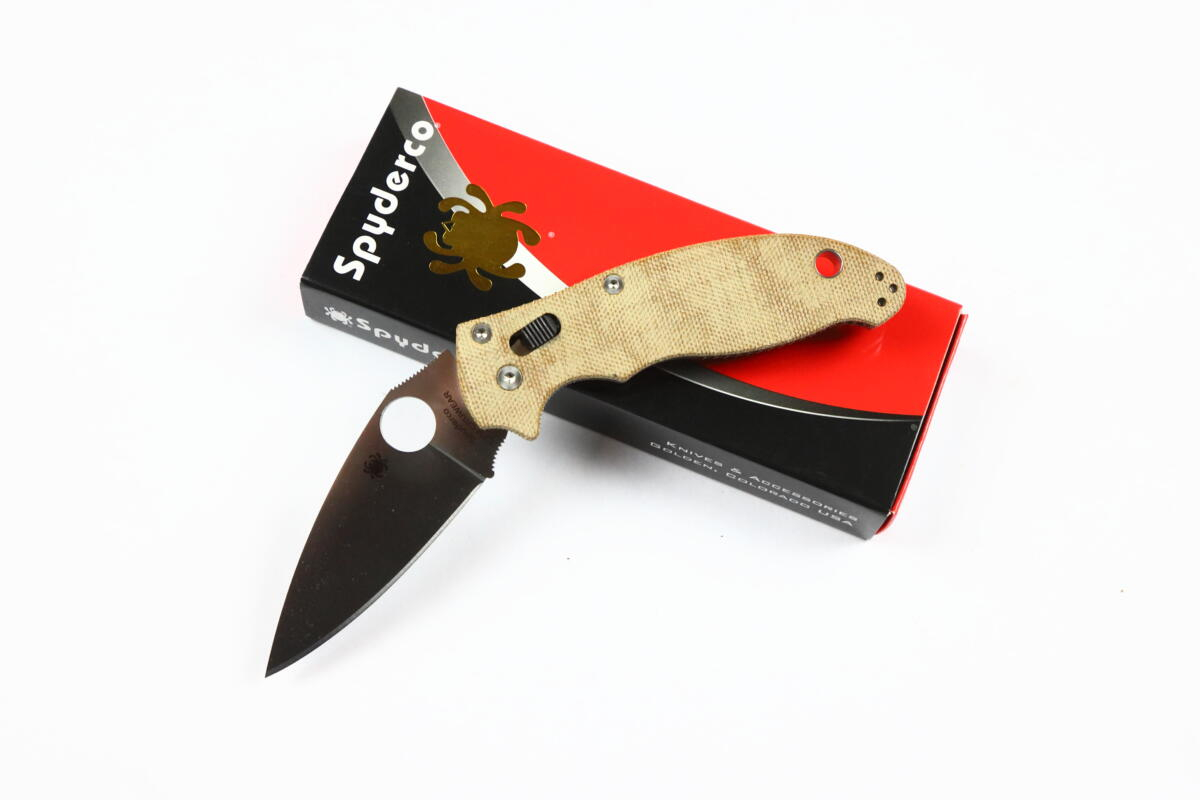 Spyderco Manix 2 CPM Cru-Wear Brown Canvas Micarta